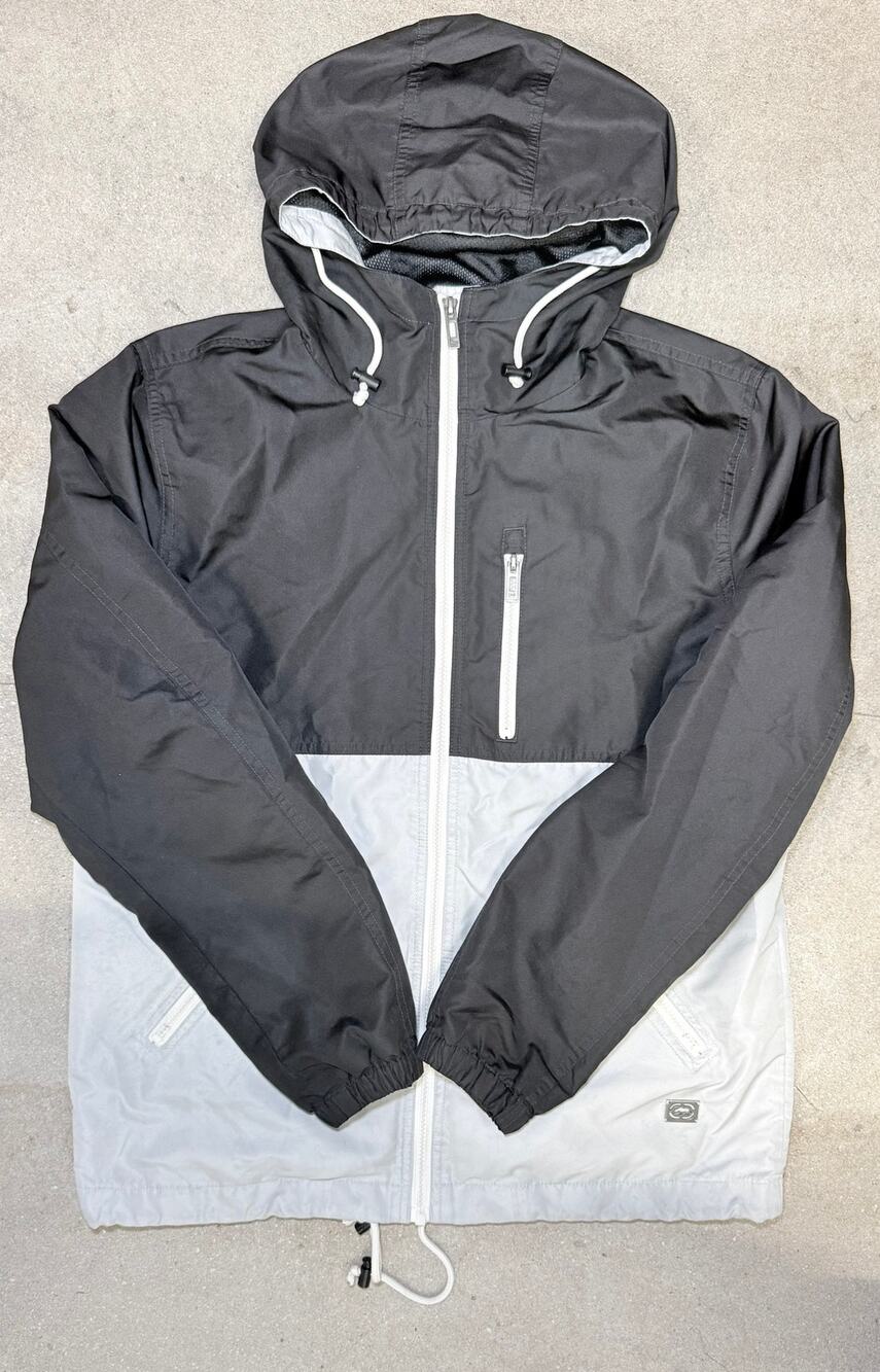 Ecko Unltd Windbreaker Jacket Small Black Gray Hooded
